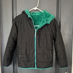 Kids Black and Green Hooded Jacket